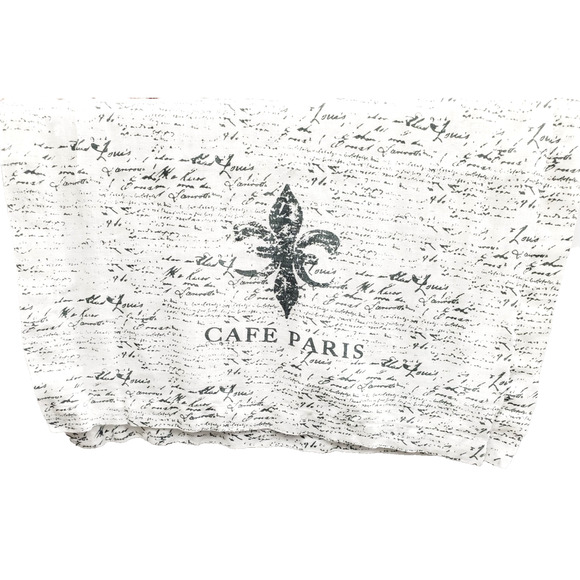 Sur La Table tablecloth Long Table Runner 100% Linen CAFE PARIS White Printed - Picture 1 of 8